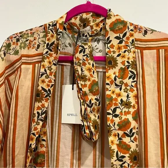 FINAL PRICE NEW NWT Spell Impala Lily Maxi Robe Gold - Picture 5 of 10